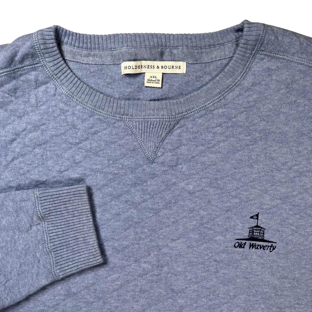 Holderness & Bourne Ward Sweater Mens XXL Blue Quilted Old Waverly Logo Golf